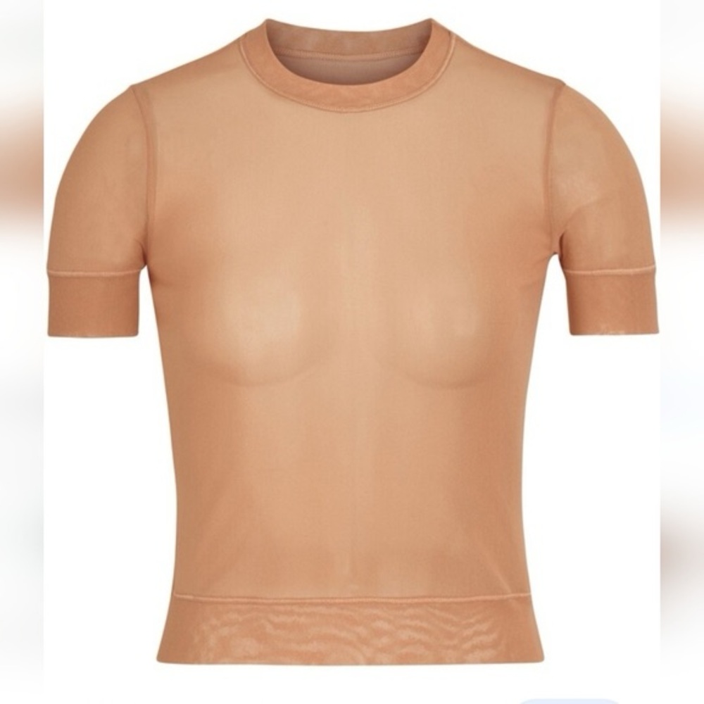 SKIMS Sheer Mesh Tan T-Shirt Sleeve Tee